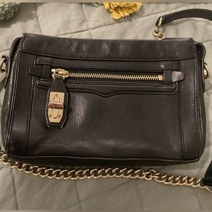 Rebecca minkoff leather cross body bag with gold chain